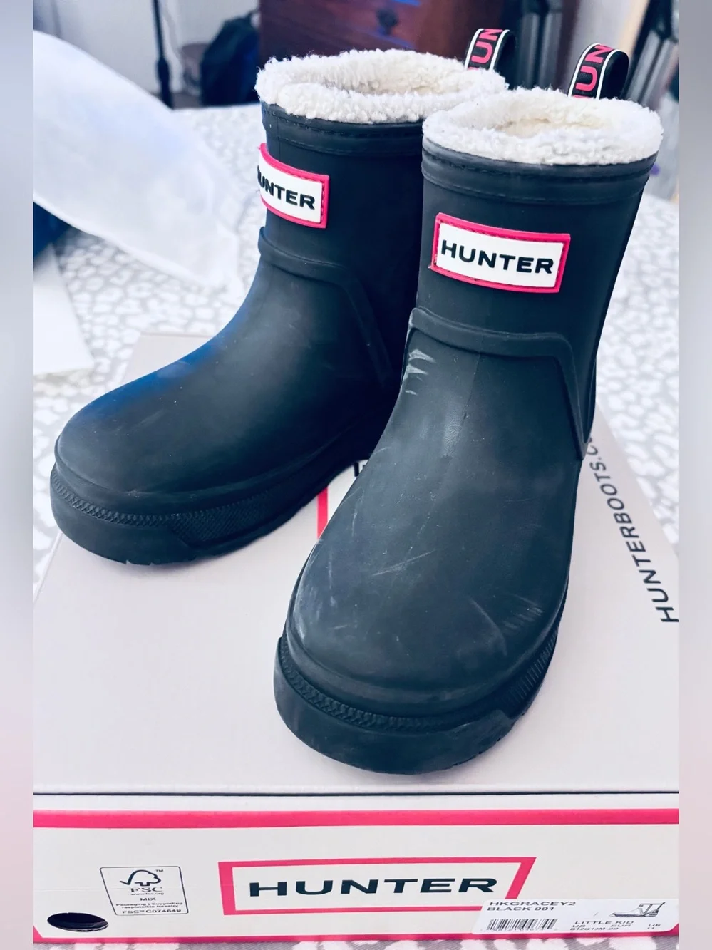 KIDS HUNTER BLACK WEATHER BOOT GRACEY2, size 12